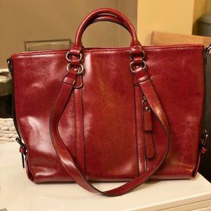Gorgeous Red Genuine Leather Like New Handbag by S-Zone